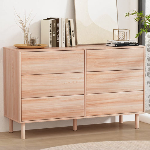 Artiss Furniture > Bedroom Alva 6 Chest of Drawers Tallboy - Pine