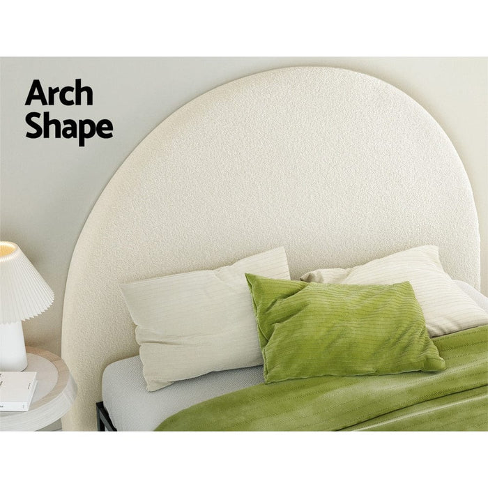 Artiss Furniture > Bedroom Bed Frame Double Size Bed Head Boucle Headboard Bedhead Base GREI White