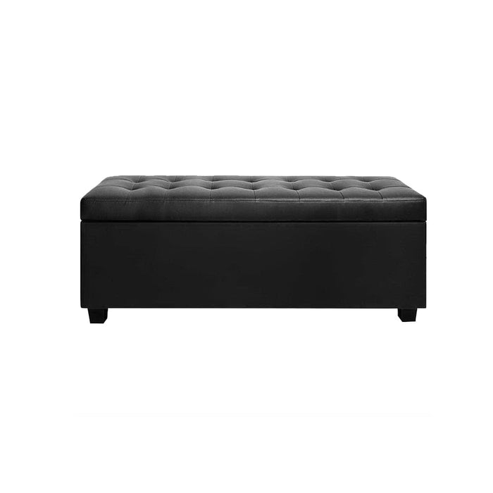 Artiss Furniture > Bedroom PU Leather Storage Ottoman - Black