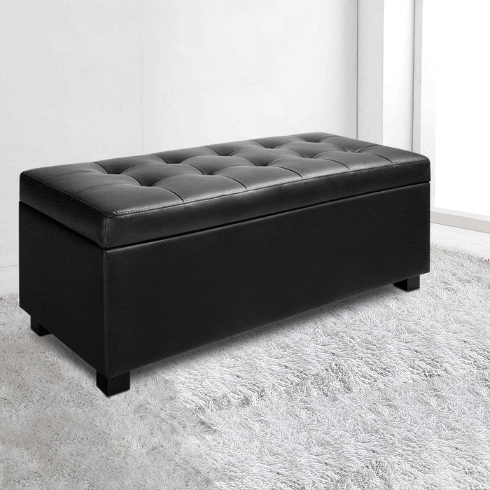 Artiss Furniture > Bedroom PU Leather Storage Ottoman - Black