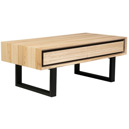 Artiss Furniture > Living Room Aconite Coffee Table 120cm 2 Drawers Solid Messmate Timber Wood - Natural