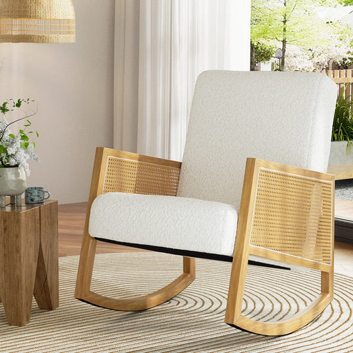 Artiss Furniture > Living Room Sherpa Rocking Armchair Upholstered - White