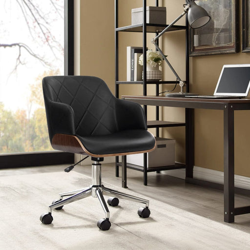 Artiss Furniture > Office Wooden Office Chair Fabric Seat -  Black