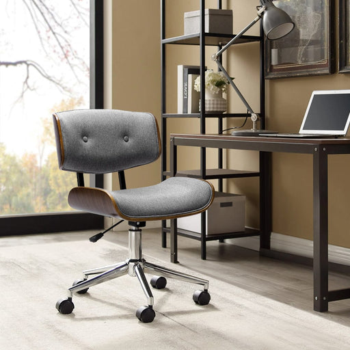 Artiss Furniture > Office Wooden Office Chair Fabric Seat Grey
