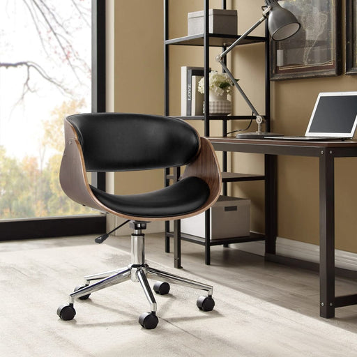 Artiss Furniture > Office Wooden Office Chair Leather Seat Black