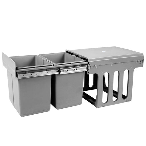 Cefito Home & Garden > Kitchen Bins Set of Two 15L Pull Out Bin - Grey