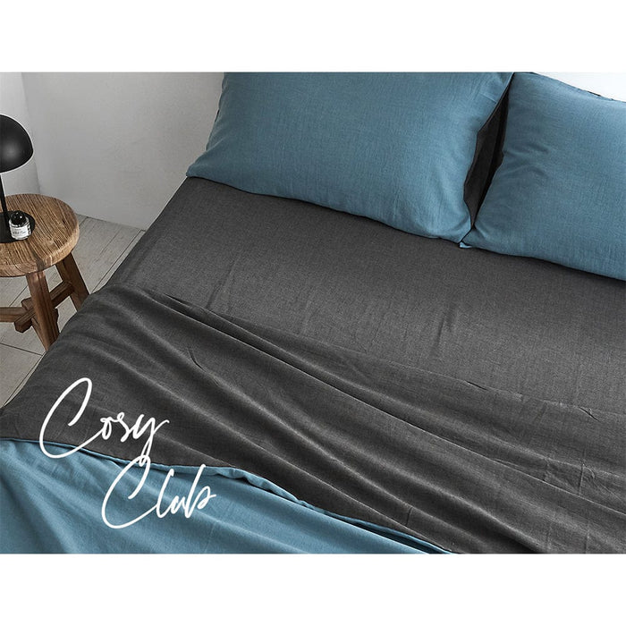 Cosy Club Home & Garden > Bedding Sheet Set Cotton Sheets Double Blue Dark Blue