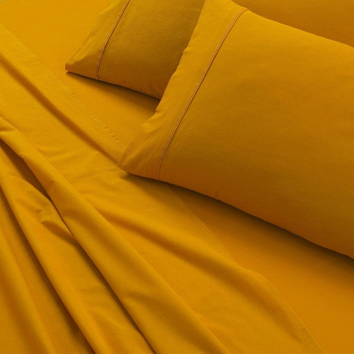 Elan Linen Home & Garden > Bedding 100% Egyptian Cotton Vintage Washed 500TC Mustard Double Bed Sheets Set