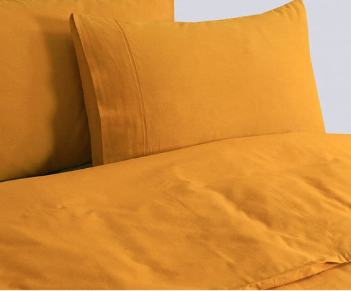 Elan Linen Home & Garden > Bedding 100% Egyptian Cotton Vintage Washed 500TC Mustard Single Quilt Cover Set