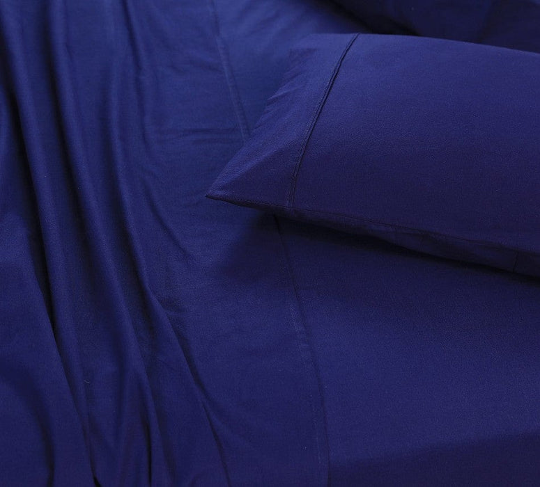 Elan Linen Home & Garden > Bedding 100% Egyptian Cotton Vintage Washed 500TC Navy Blue Queen Bed Sheets Set