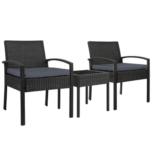 Gardeon Furniture > Outdoor 3-piece PE Wicker Outdoor Set Black