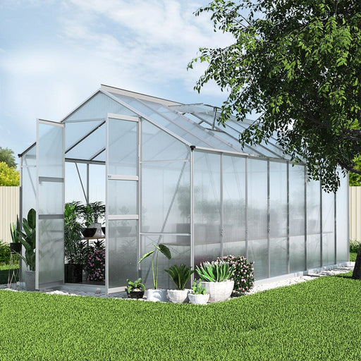 Greenfingers Home & Garden > Green Houses Aluminium Greenhouse Polycarbonate Green House Garden Shed 4.7x2.5M