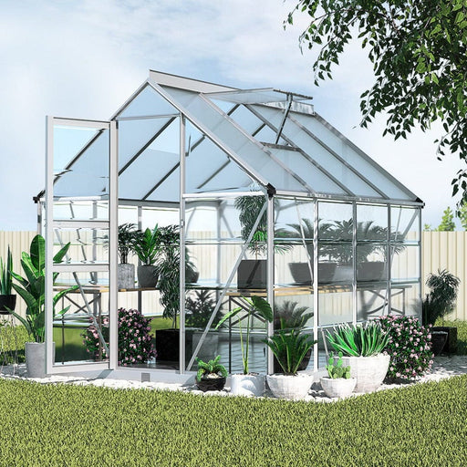 Greenfingers Home & Garden > Green Houses Greenhouse Aluminium Polycarbonate Green Garden 248x189x200cm