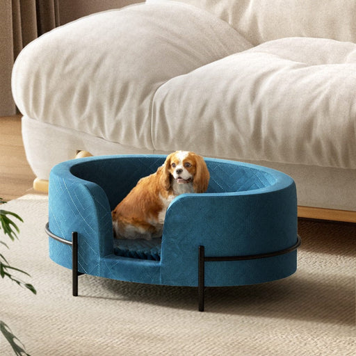 i.Pet Pet Care > Dog Supplies Elevated Dog Calming Beds withRemovable Cushion Blue