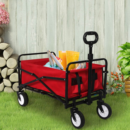 Lambu Garden Equipment Garden Trolley Foldable Cart Picnic Wagon Outdoor Red