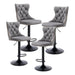 Prasads Home and Garden Furniture > Bar Stools & Chairs 4x Height Adjustable Swivel Bar Stool Velvet Nailhead Barstool with Footrest
