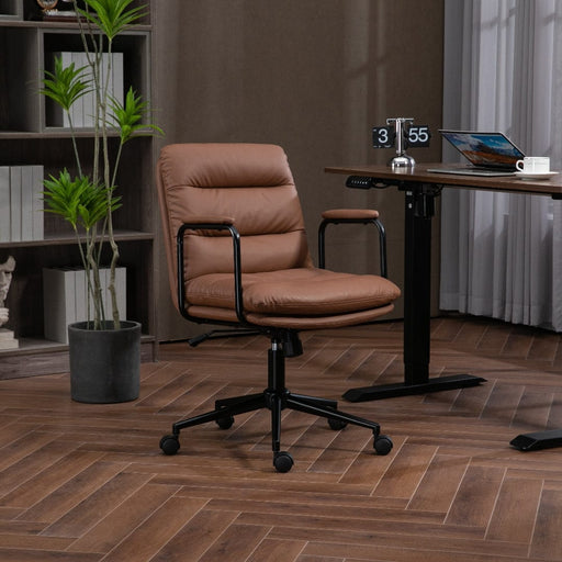 Prasads Home and Garden Furniture > Bar Stools & Chairs Faux Leather Office Chair -Brown