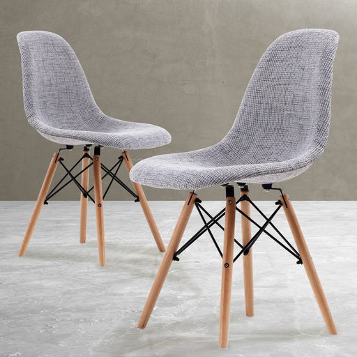 Prasads Home and Garden Furniture > Bar Stools & Chairs La Bella 2 Set Grey Retro Dining Cafe Chair DSW Fabric