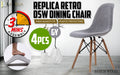 Prasads Home and Garden Furniture > Bar Stools & Chairs La Bella 4 Set Grey Retro Dining Cafe Chair DSW Fabric