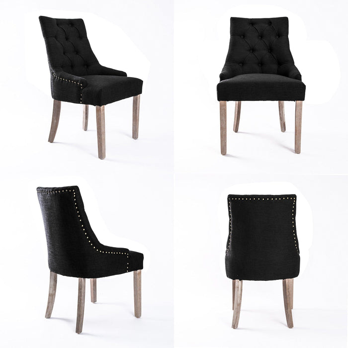 Prasads Home and Garden Furniture > Bar Stools & Chairs La Bella Dark Black French Provincial Dining Chair Amour Oak Leg