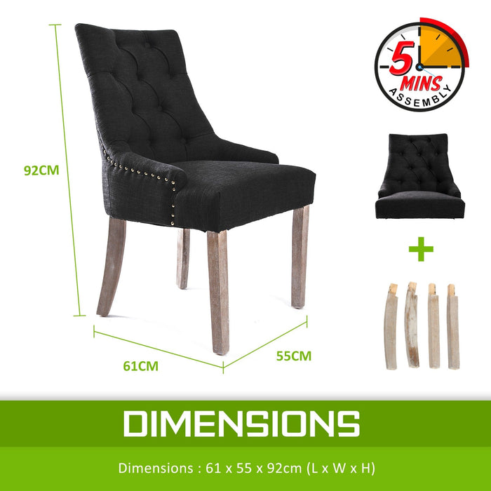 Prasads Home and Garden Furniture > Bar Stools & Chairs La Bella Dark Black French Provincial Dining Chair Amour Oak Leg