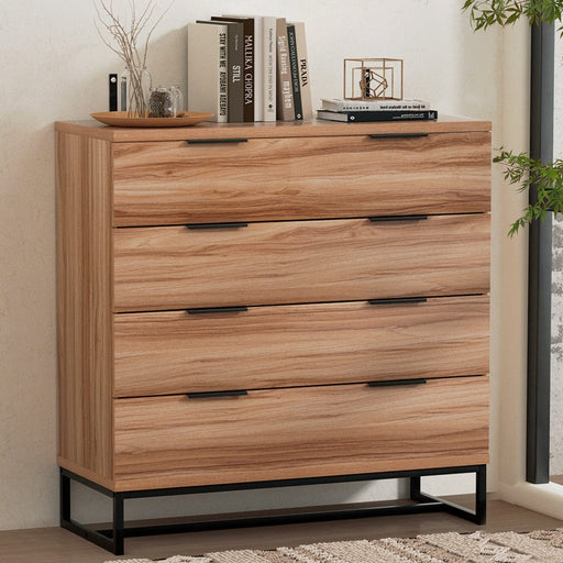 Prasads Home and Garden Furniture > Bedroom Artiss 4 Chest of Drawers Cabinet Dresser Table Tallboy Storage Bedroom Rust Oak