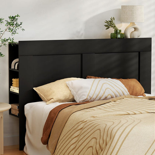 Prasads Home and Garden Furniture > Bedroom Artiss Bed Frame Double Size Bed Head with Shelves Headboard Bedhead Base Black