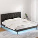 Prasads Home and Garden Furniture > Bedroom Artiss Bed Frame King Bed Base w RGB LED Lights Charge Ports Black Leather RAVI