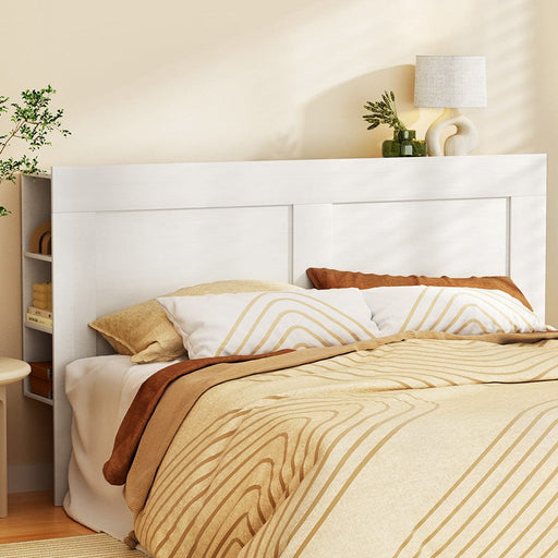 Prasads Home and Garden Furniture > Bedroom Artiss Bed Frame King Size Bed Head with Shelves Headboard Bedhead Base White