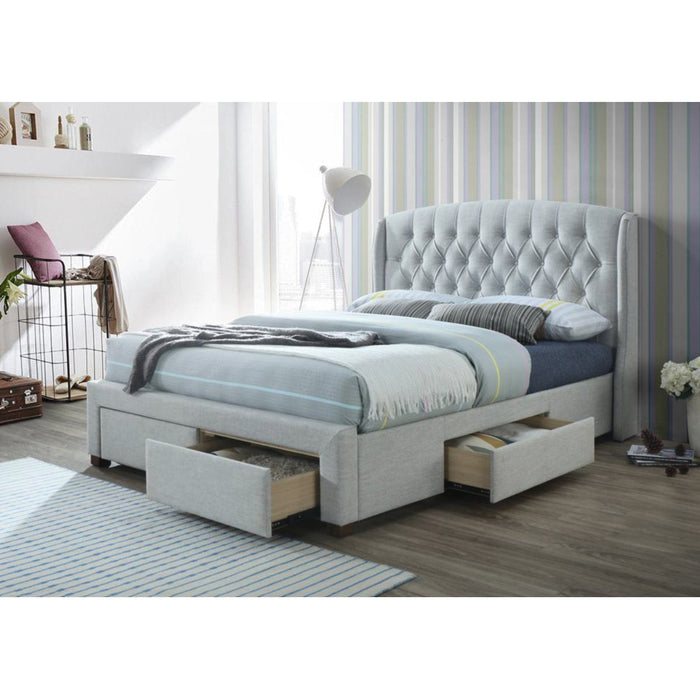 Prasads Home and Garden Furniture > Bedroom Honeydew King Size Bed Frame Timber Mattress Base With Storage Drawers - Beige