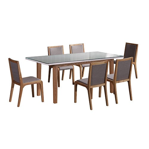 Prasads Home and Garden Furniture > Dining 7 Pieces Dining Suite Dining Table & 6X Chairs in White Top High Glossy Wooden Base
