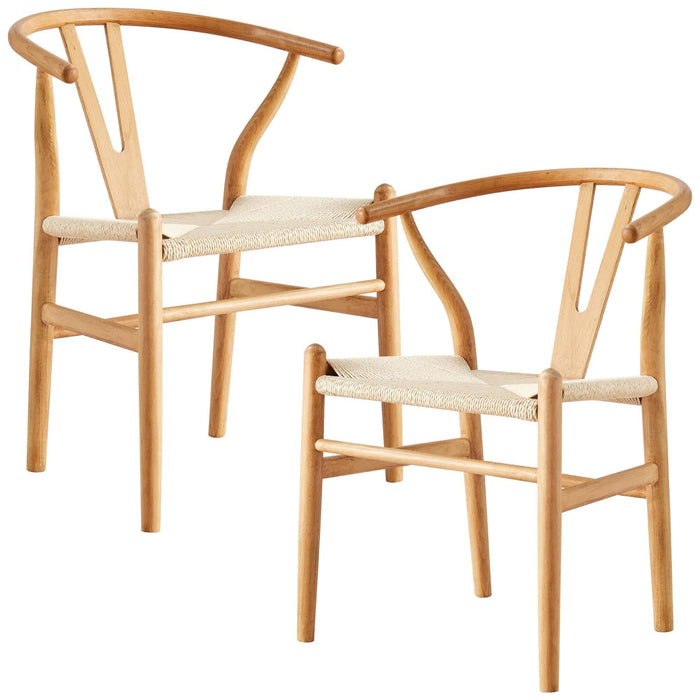 Prasads Home and Garden Furniture > Dining Anemone  Set of 2 Wishbone Dining Chair Beech Timber Replica Hans Wenger Natural