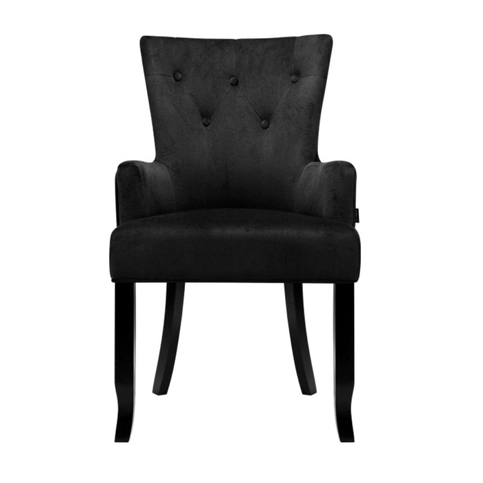 Prasads Home and Garden Furniture > Dining Artiss Dining Chairs French Provincial Chair Velvet Fabric Timber Retro Black