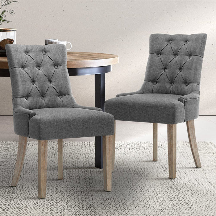 Prasads Home and Garden Furniture > Dining Artiss Set of 2 Dining Chair CAYES French Provincial Chairs Wooden Fabric Retro Cafe