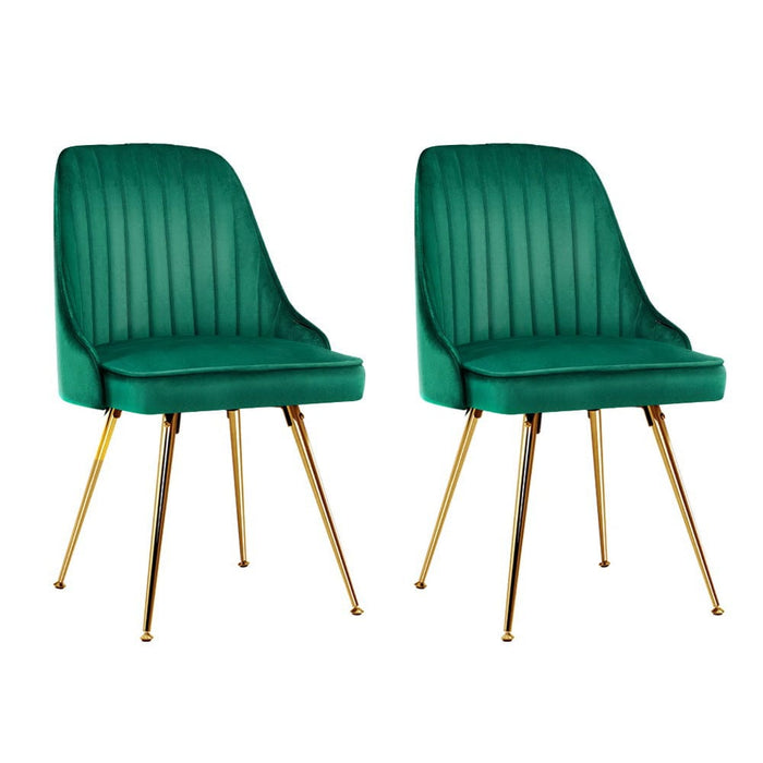 Prasads Home and Garden Furniture > Dining Artiss Set of 2 Dining Chairs Retro Chair Cafe Kitchen Modern Metal Legs Velvet Green