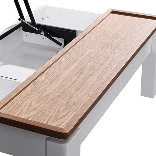Prasads Home and Garden Furniture > Dining Coffee Table High Gloss Finish Lift Up Top MDF White Ash Colour Interior Storage