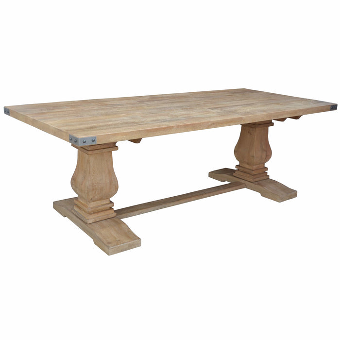 Prasads Home and Garden Furniture > Dining Gloriosa Dining Table 230cm 8 Pax Pedestal Solid Mango Timber Wood - Honey Wash