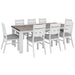 Prasads Home and Garden Furniture > Dining Plumeria 9pc Dining Set 225cm Table 8 Chair Solid Acacia Wood - White Brush