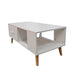Prasads Home and Garden Furniture > Living Room White Coffee Table Storage Drawer & Open Shelf With Wooden Legs