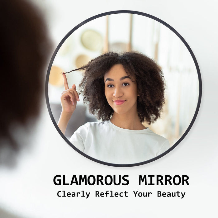 Prasads Home and Garden Health & Beauty > Makeup Mirrors 2 Set La Bella Black Wall Mirror Round Aluminum Frame Makeup Decor Bathroom Vanity 80cm