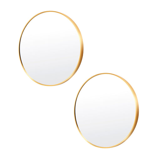 Prasads Home and Garden Health & Beauty > Makeup Mirrors 2 Set La Bella Gold Wall Mirror Round Aluminum Frame Makeup Decor Bathroom Vanity 50cm