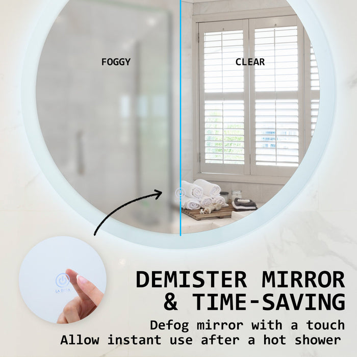 Prasads Home and Garden Health & Beauty > Makeup Mirrors 2 Set La Bella LED Wall Mirror Round Touch Anti-Fog Makeup Decor Bathroom Vanity 50cm