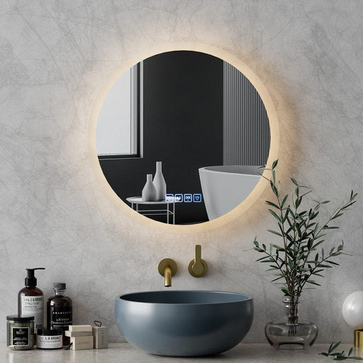 Prasads Home and Garden Health & Beauty > Makeup Mirrors Embellir Bluetooth LED Wall Mirror With Light 50CM Bathroom Decor Round Mirrors