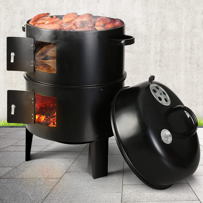 Prasads Home and Garden Home & Garden > BBQ Grillz 3-in-1 Charcoal BBQ Smoker - Black