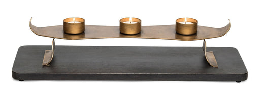 Prasads Home and Garden Home & Garden > Decor Decorative Black Gold Tea Light Metal Candle Holder Stand with Wooden Base