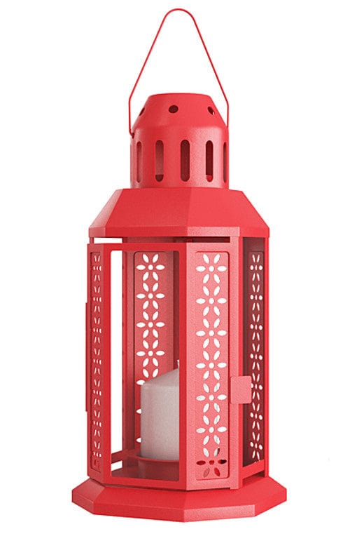 Prasads Home and Garden Home & Garden > Decor Red Metal Miners Lantern Summer Xmas Wedding Home Party Room Balconey Deck Decoration 21cm Tealight Candle