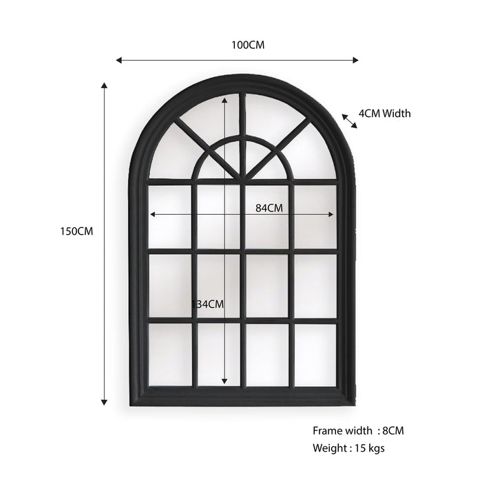 Prasads Home and Garden Home & Garden > Decor Window Style Mirror - Black Arch 100 CM x 150 CM