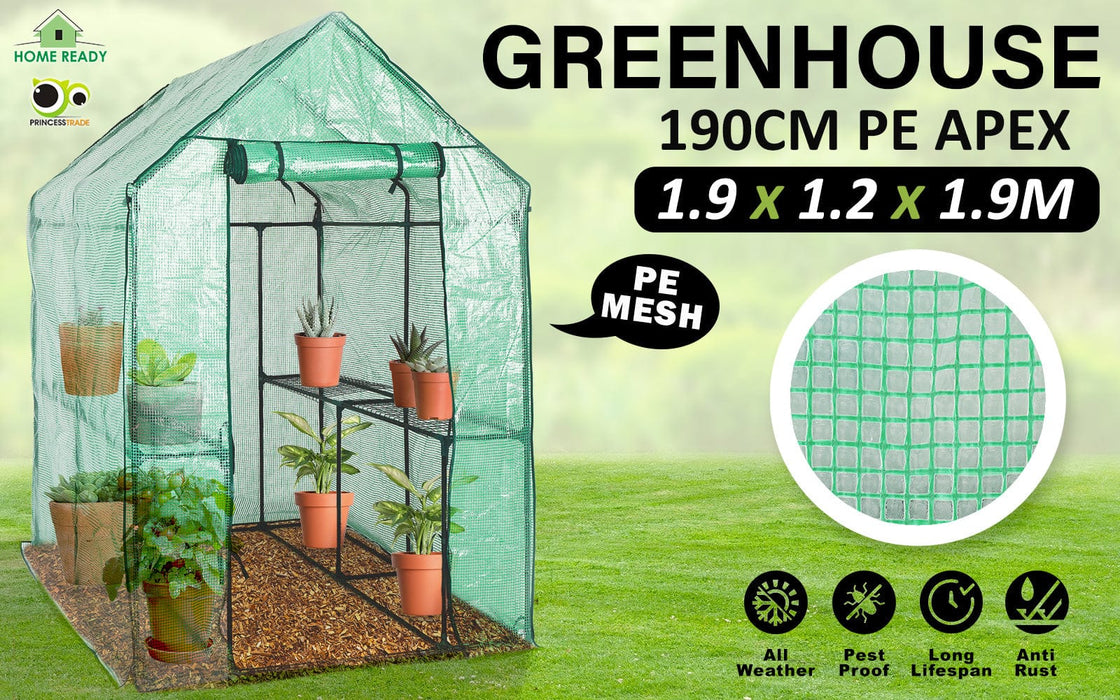 Prasads Home and Garden Home & Garden > Green Houses Home Ready Apex 1.9x1.2x1.9M Garden Greenhouse Walk-In Shed PE