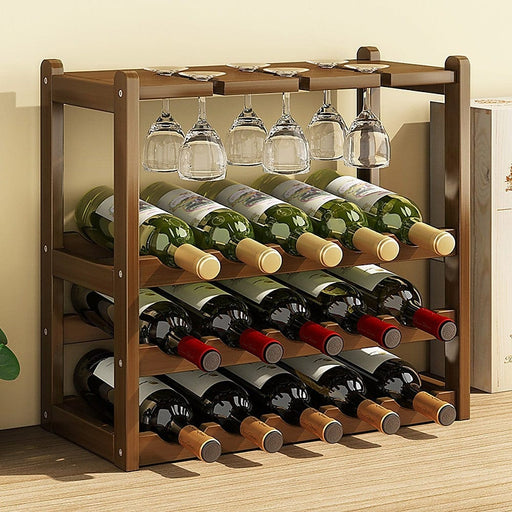 Prasads Home and Garden Home & Garden > Kitchenware Bamboo Wine Rack with 6 Glass Holder