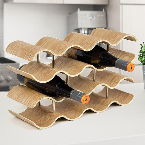 Prasads Home and Garden Home & Garden > Kitchenware Wooden Wave Wine Rack